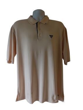 Ahead men's beige short-sleeve 100% cotton golf polo shirt size L